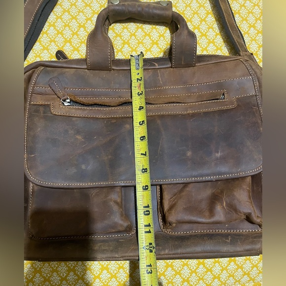 Kattee Full Grain Leather Briefcase Brown Laptop Messenger Bag 16” - Picture 3 of 9